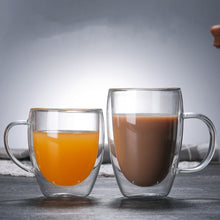 Load image into Gallery viewer, Heat Resistant Double Wall Glass Coffee/Tea Cups And Mugs  Travel Double Coffee Mugs With The Handle Mugs Drinking  Shot Glasses