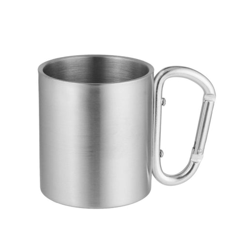 Outdoor Stainless Steel Water Tea Coffee Mug Self Lock Carabiner Handle Cup For Camping Hiking Climbing Portable Drop shipping
